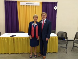 Lion Kathy and ID Robert meet Lions at the ID Booth at USA/Canada Forum
