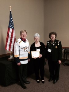 New member Lion Wanda Barnes (Franklin Lions Club) with sponsor Lion Starlene Buie (Mt. Pleasant Maury County). Not pictured, Lion Tammy Daniel and her husband (sponsor) Lion Tim Daniel).